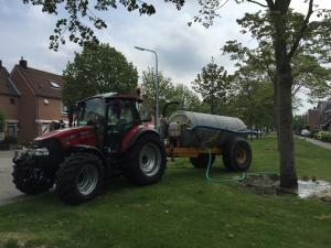 Bomen voorzien van water in de Haarlemmermeer